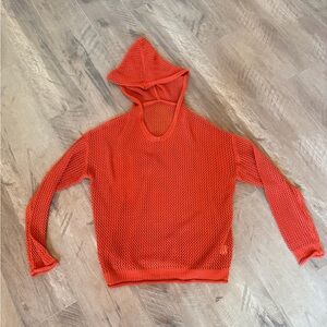 Women's Burnt Red Mesh Hoodie